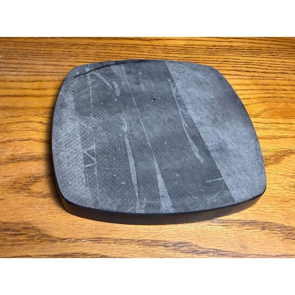 Lenox Metal and Stone Square Serving Tray Trivet: Two Piece Set, Silver/Black